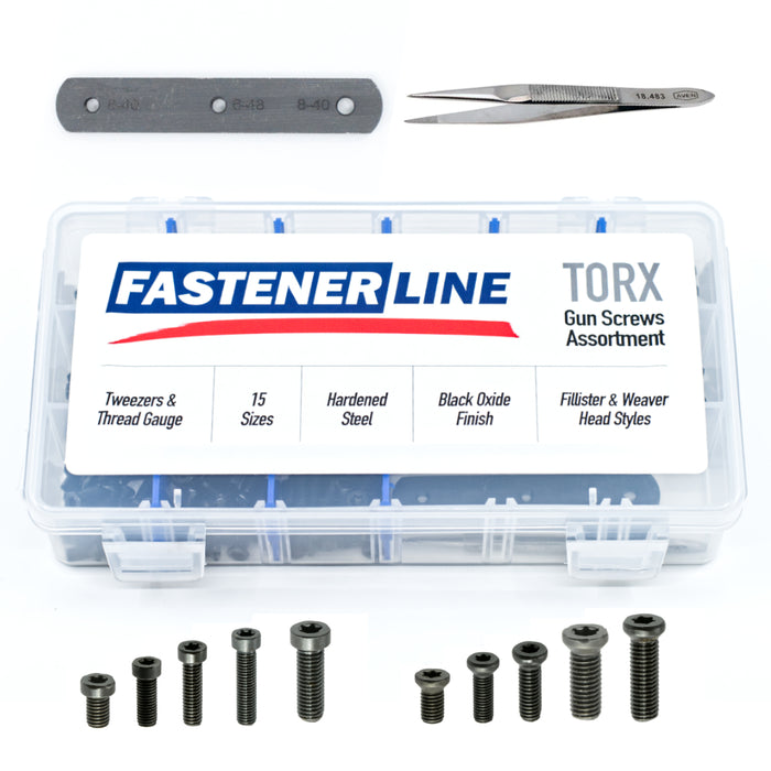 Torx Gun Screws Assortment with Tweezers & Thread Gauge (302 pieces)