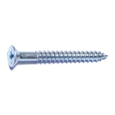 #7 x 1-1/2" Zinc Plated Steel Phillips Flat Head Wood Screws