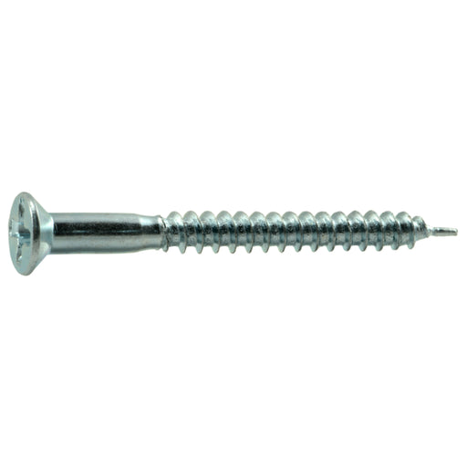 #8 x 1-3/4" Zinc Plated Steel Phillips Flat Head Wood Screws