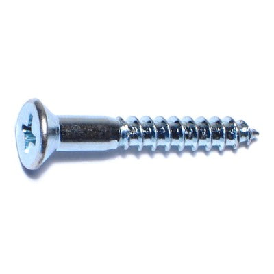 #9 x 1-1/4" Zinc Plated Steel Phillips Flat Head Wood Screws