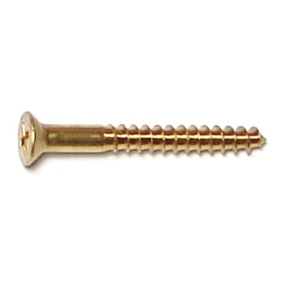 #4 x 1" Brass Phillips Flat Head Wood Screws