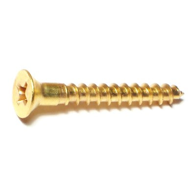 #8 x 1-1/4" Brass Phillips Flat Head Wood Screws