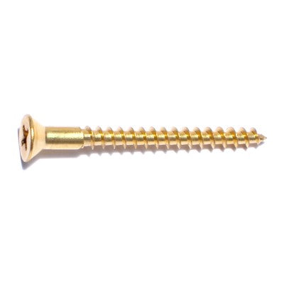 #8 x 1-3/4" Brass Phillips Flat Head Wood Screws