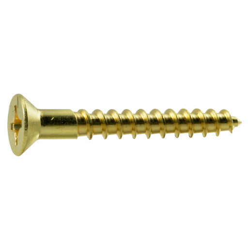 #10 x 1-1/2" Brass Phillips Flat Head Wood Screws