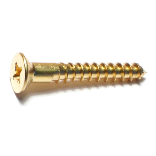 #12 x 1-1/2" Brass Phillips Flat Head Wood Screws