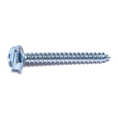 #6 x 1-1/4" Zinc Plated Steel Slotted Hex Washer Head Sheet Metal Screws