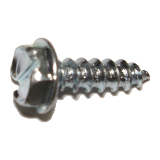 #7 x 1/2" Zinc Plated Steel Slotted Hex Washer Head Sheet Metal Screws