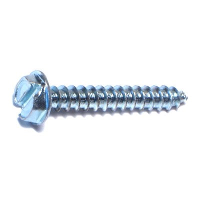 #7 x 1" Zinc Plated Steel Slotted Hex Washer Head Sheet Metal Screws