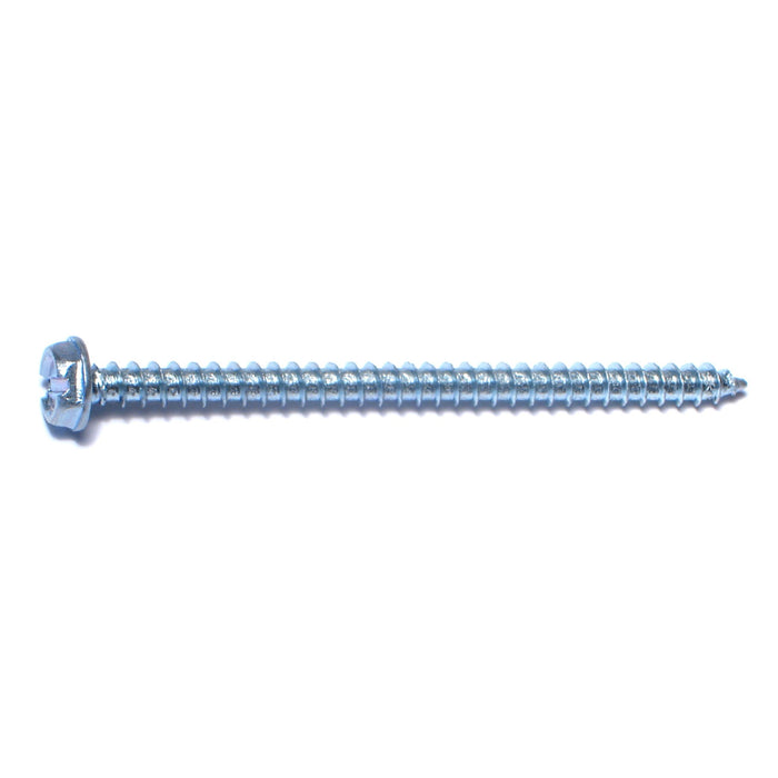 #10 x 3" Zinc Plated Steel Slotted Hex Washer Head Sheet Metal Screws