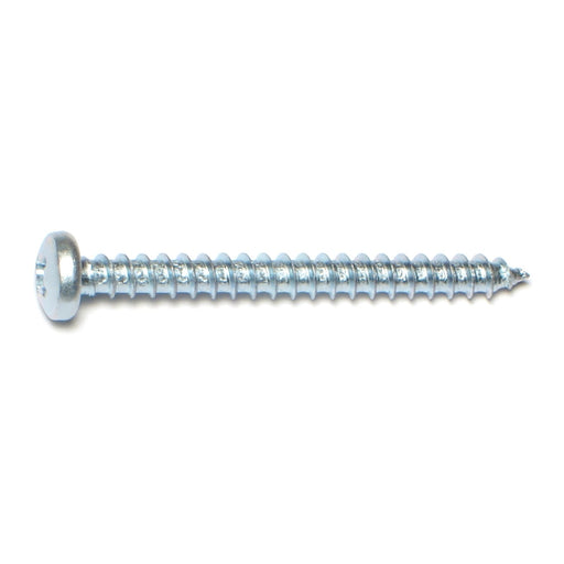 #10 x 2" Zinc Plated Steel Phillips Pan Head Sheet Metal Screws