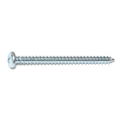 #10 x 2-1/2" Zinc Plated Steel Phillips Pan Head Sheet Metal Screws