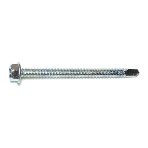 #14-14 x 3" Zinc Plated Steel Hex Washer Head Self-Drilling Screws