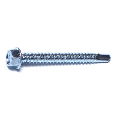 #12-14 x 2" Zinc Plated Steel Hex Washer Head Self-Drilling Screws