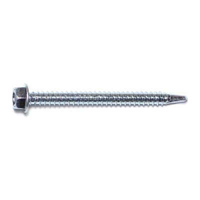 #12-14 x 2-1/2" Zinc Plated Steel Hex Washer Head Self-Drilling Screws