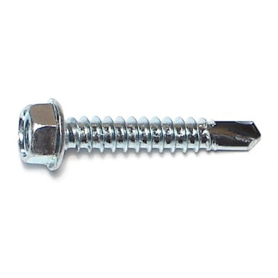 #12-14 x 1-1/4" Zinc Plated Steel Hex Washer Head Self-Drilling Screws