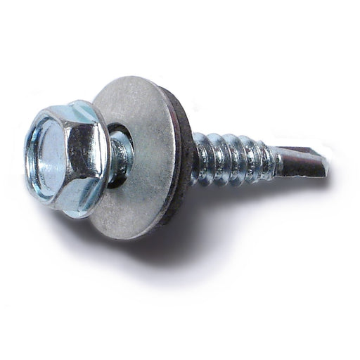 #10-16 x 1" Zinc Plated Steel Hex Bonded Washer Head Self-Drilling Screws