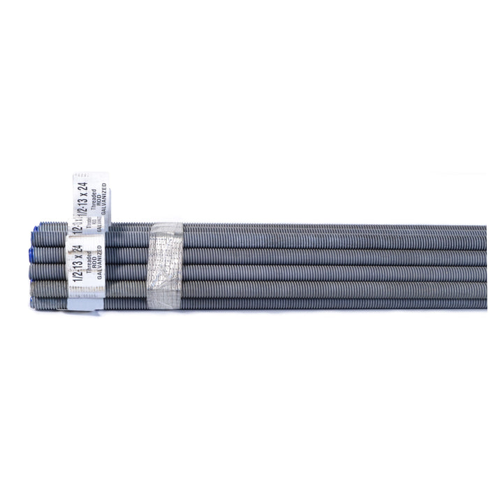 1/2"-13 x 72" Galvanized Steel Coarse Thread Threaded Rods 5 pcs.