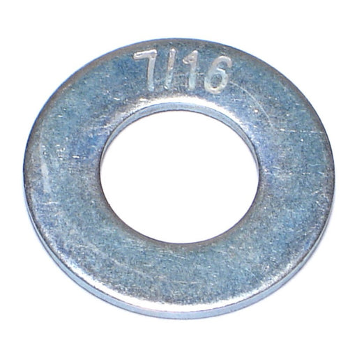 7/16" x 15/32" x 59/64" Zinc Plated Grade 8 Steel SAE Flat Washers