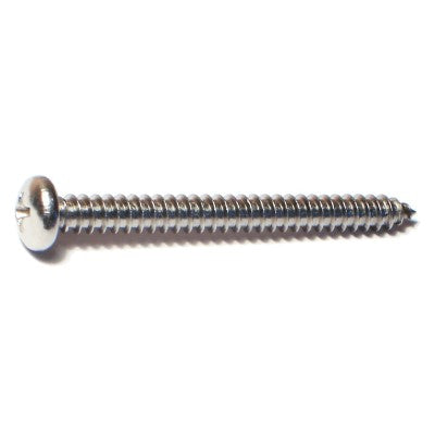 #10 x 2" 18-8 Stainless Steel Phillips Pan Head Sheet Metal Screws