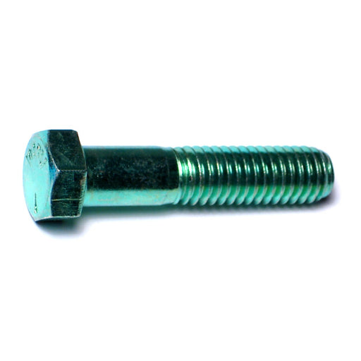 7/16"-14 x 2" Green Rinsed Zinc Plated Grade 5 Steel Coarse Thread Hex Cap Screws