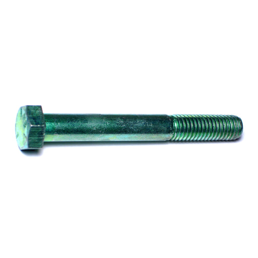 1/2"-13 x 4" Green Rinsed Zinc Plated Grade 5 Steel Coarse Thread Hex Cap Screws