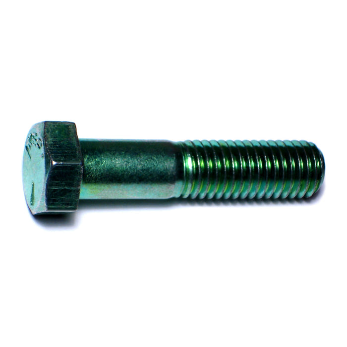 9/16"-12 x 2-1/2" Green Rinsed Zinc Plated Grade 5 Steel Coarse Thread Hex Cap Screws