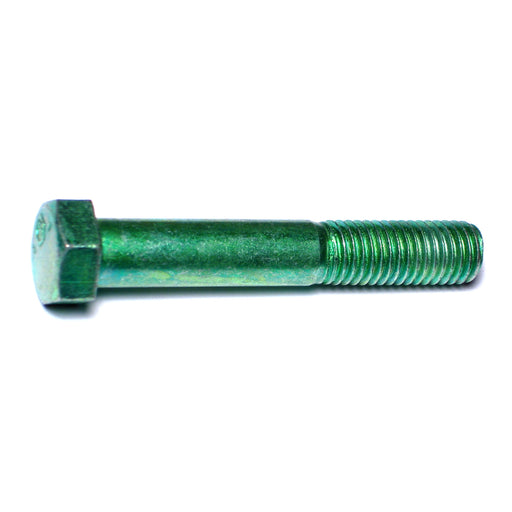 9/16"-12 x 3-1/2" Green Rinsed Zinc Plated Grade 5 Steel Coarse Thread Hex Cap Screws