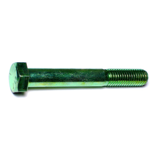 5/8"-11 x 4-1/2" Green Rinsed Zinc Plated Grade 5 Steel Coarse Thread Hex Cap Screws