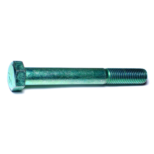 7/8"-9 x 7" Green Rinsed Zinc Plated Grade 5 Steel Coarse Thread Hex Cap Screws