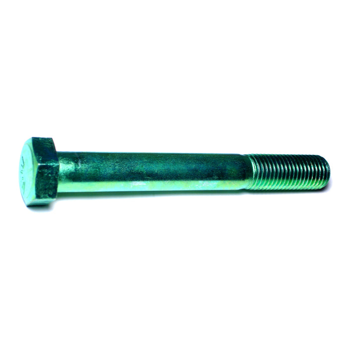 1"-8 x 8" Green Rinsed Zinc Plated Grade 5 Steel Coarse Thread Hex Cap Screws