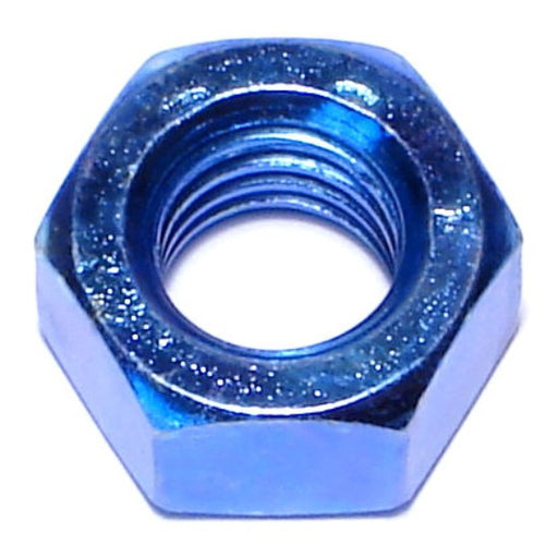 7/16"-14 Zinc Plated Grade 8 Steel Blue Rinsed Coarse Thread Hex Nuts