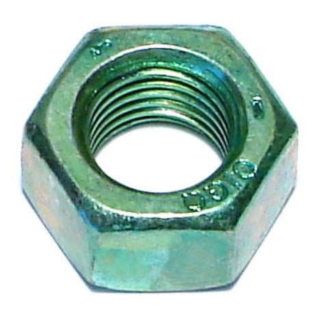 7/16"-20 Green Rinsed Zinc Plated Grade 5 Steel Fine Thread Hex Nuts