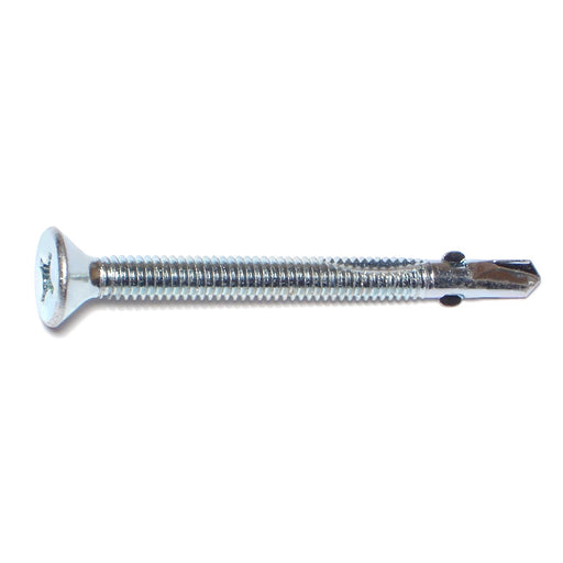 #12-14 x #2-1/2" Zinc Plated Steel Phillips Flat Head Self-Drilling Screws with Wings