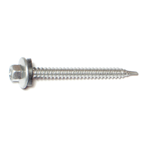 #10-14 x 2" Silver Ruspert Coated Steel Hex Washer Head Pole Barn Self-Drilling Screws