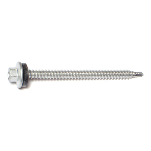 #10-14 x 2-1/2" Silver Ruspert Coated Steel Hex Washer Head Pole Barn Self-Drilling Screws