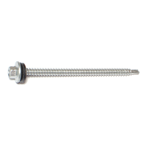 #10-14 x 3" Silver Ruspert Coated Steel Hex Washer Head Pole Barn Self-Drilling Screws