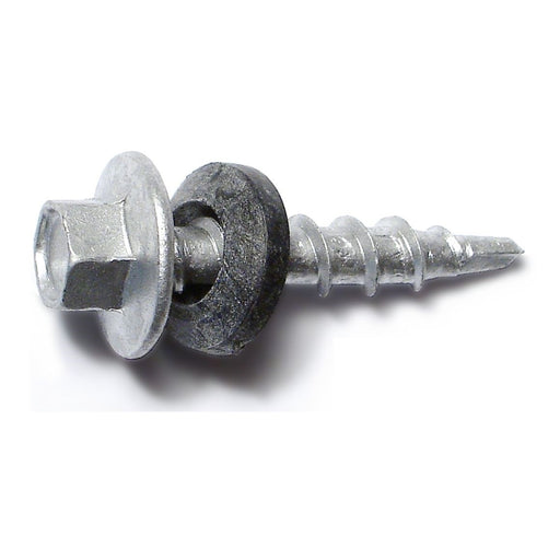 #10-14 x 1" Silver Ruspert Coated Steel Hex Washer Head Pole Barn Self-Drilling Screws