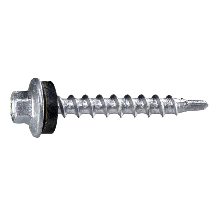 #10-14 x 1-1/2" Silver Ruspert Coated Steel Hex Washer Head Pole Barn Self-Drilling Screws