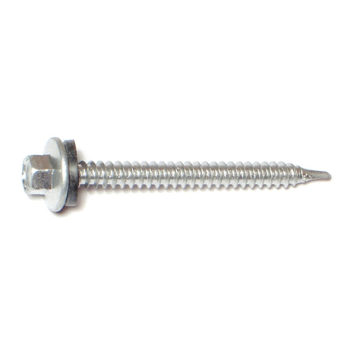 #10-14 x 2" Silver Ruspert Coated Steel Hex Washer Head Pole Barn Self-Drilling Screws