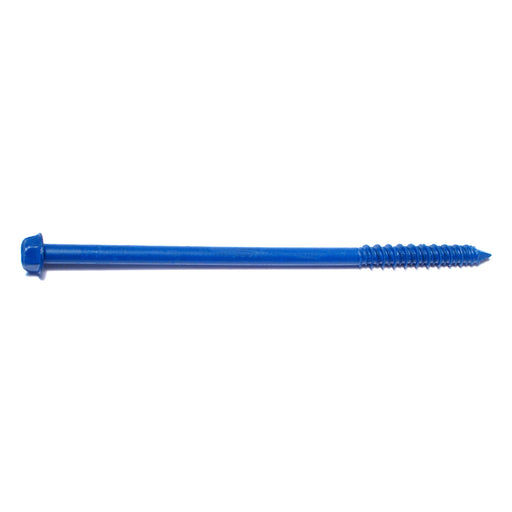 1/4" x 5" Blue Ruspert Coated Steel Slotted Hex Washer Head Masonry Screws