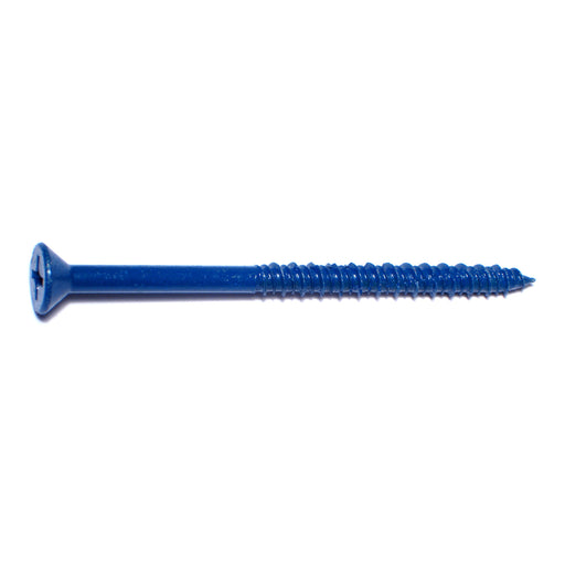 1/4" x 3-3/4" Blue Ruspert Coated Steel Phillips Flat Head Masonry Screws