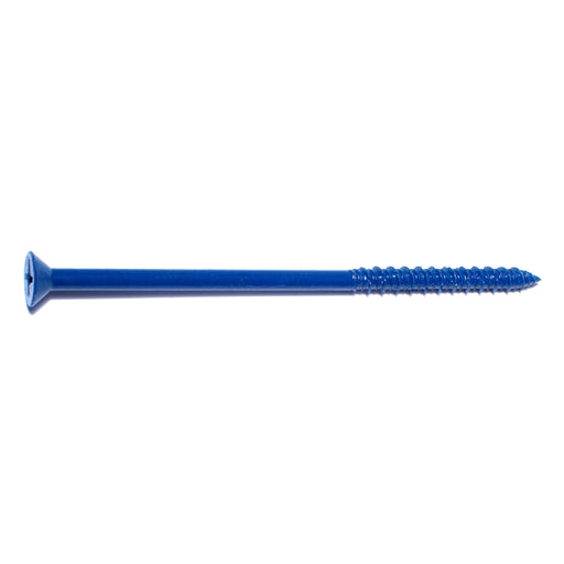 1/4" x 5" Blue Ruspert Coated Steel Phillips Flat Head Masonry Screws