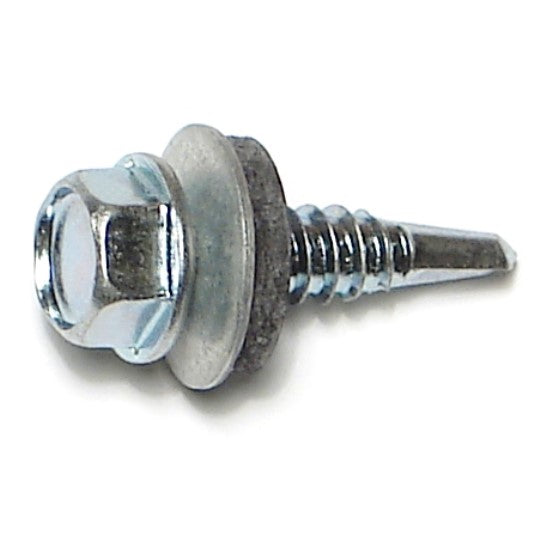 #14-14 x 1" Zinc Plated Steel Hex Bonded Washer Head Self-Drilling Screws