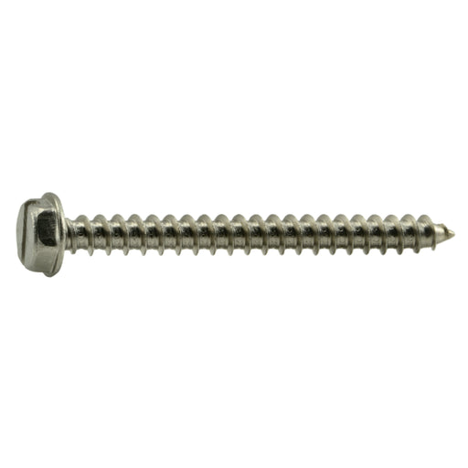 #10 x 2" 18-8 Stainless Steel Slotted Hex Washer Head Sheet Metal Screws