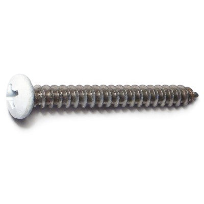 #8 x 1-1/2" White Painted 18-8 Stainless Steel Phillips Pan Head Sheet Metal Screws