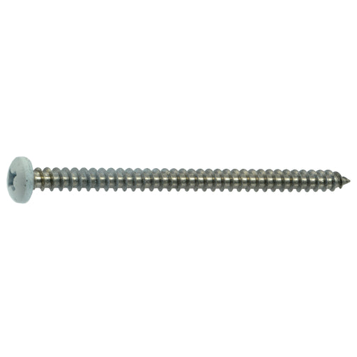 #8 x 2-1/2" White Painted 18-8 Stainless Steel Phillips Pan Head Sheet Metal Screws