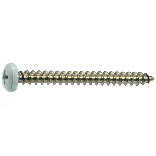 #10 x 2" White Painted 18-8 Stainless Steel Phillips Pan Head Sheet Metal Screws