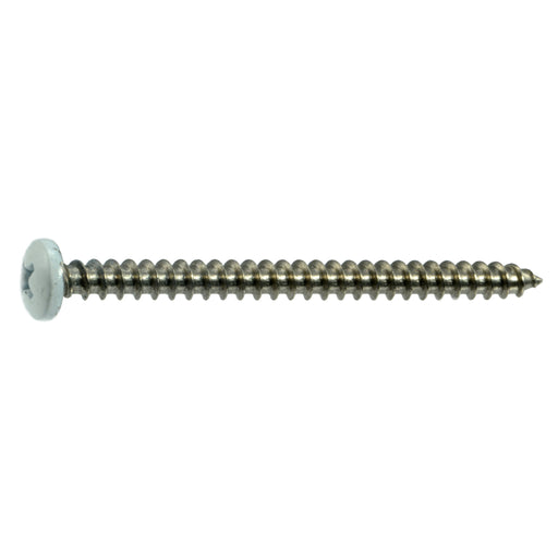 #10 x 2-1/2" White Painted 18-8 Stainless Steel Phillips Pan Head Sheet Metal Screws