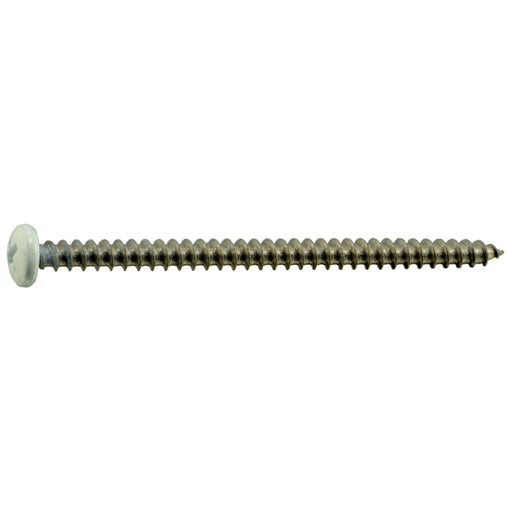 #10 x 3" White Painted 18-8 Stainless Steel Phillips Pan Head Sheet Metal Screws