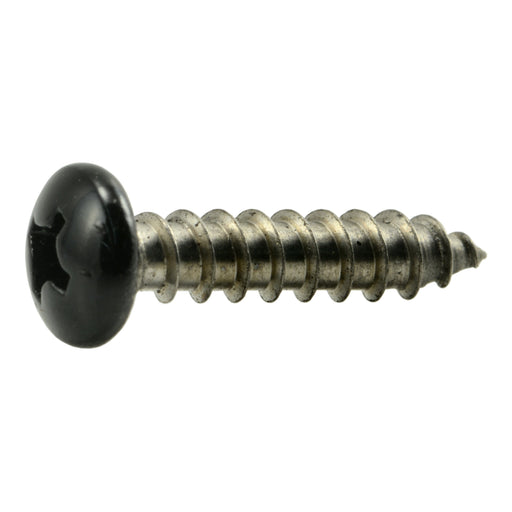 #8 x 3/4" Black Painted 18-8 Stainless Steel Phillips Pan Head Sheet Metal Screws